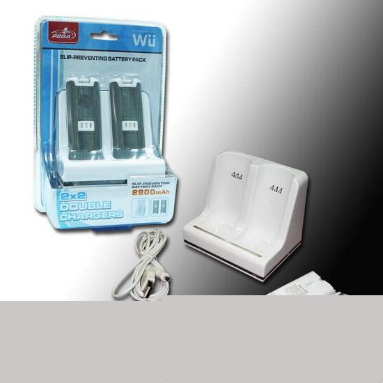 Wii slip-preventing battery pack 2800mAh 2X2 double charger