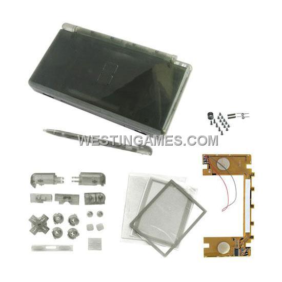 NDSL/DS Lite Full Housing Shell with LED Circuit Board Transparent Black