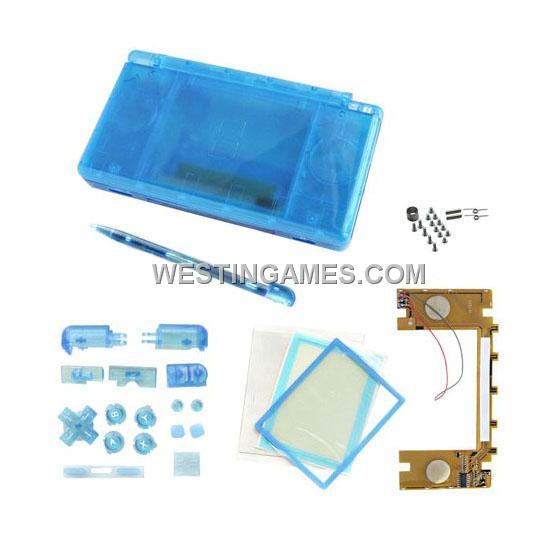 NDSL/DS Lite Full Housing Shell with LED Circuit Board Transparent Blue