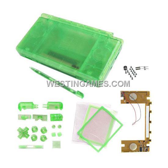 NDSL/DS Lite Full Housing Shell with LED Circuit Board Transparent Green