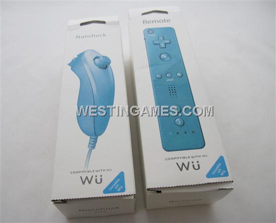 WU Wireless Remote & Nunchuk Controller Joypad Blue With Packing for WII (NEUTRAL)