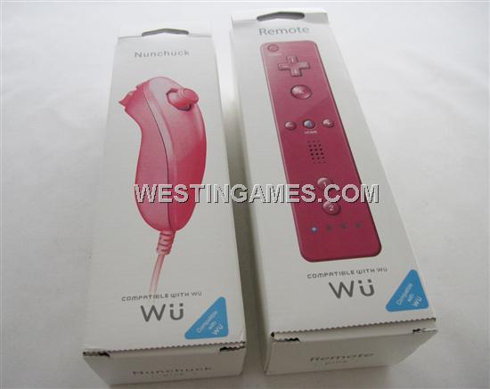 WU Wireless Remote & Nunchuk Controller Joypad Pink With Packing for WII (NEUTRAL)