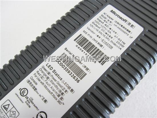 AC Adapter Power Supply Original with Power Cable for XBOX360 (100V-127V~5A) DC:203W 03