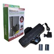 Double Fan Cooling Vertical Stand with Induction Dual Charger Dock for XBOX360 Slim