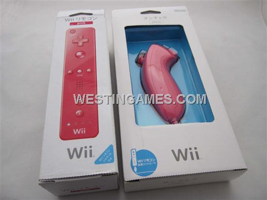 Remote and Nunchuk Controller Pink for Nintendo WII