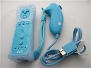 Remote and Nunchuk Controller Blue for Nintendo WII 02