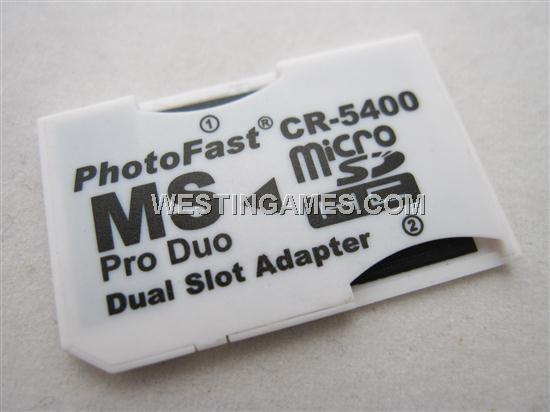PhotoFast CR-5400 Dual-Slot SDHC MicroSD/TF to MS Pro Duo Adapter  (Nude Packs)