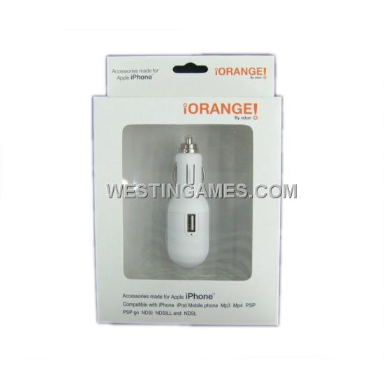 Mini 2 USB Ports Car Charger White for Apple Iphone 4/Ipad/PSP/ PSPgo/3DS/DSill/DSi/DSl/ MP3/MP4 02