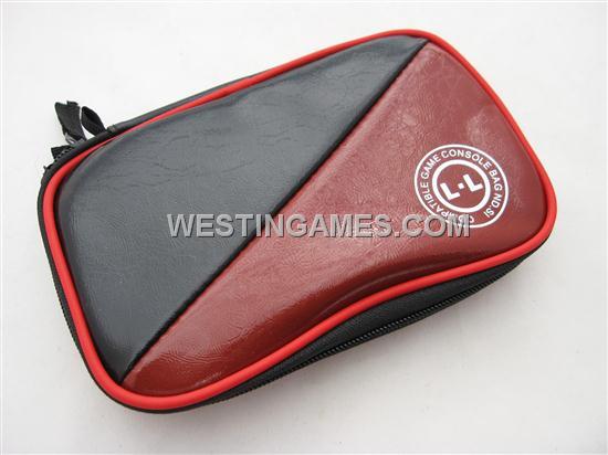 Soft Protective Carrying Leather Pouch with Carabiner Clip for NDSi LL (Black + Red)