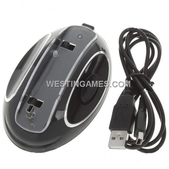 Compact Charging Docking Station with Blue Light Black for N3DS (2 Colors)