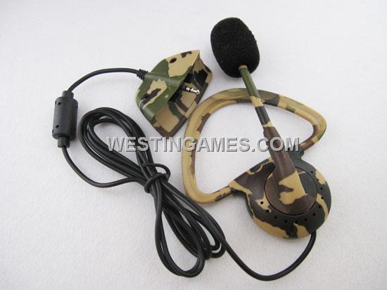 Hook Style Earphones with Microphone without Packing for Xbox 360 - Camouflaged