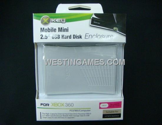 Mobile Mini 2.5 inch USB Hard Disk Case Enclosure White for Xbox360 & XBOX360 Slim