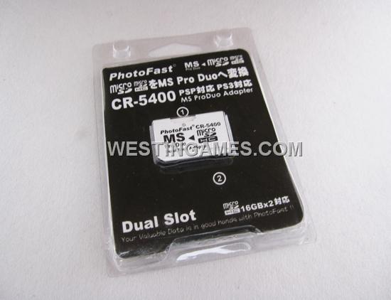 PhotoFast CR-5400 Dual-Slot SDHC MicroSD/TF to MS Pro Duo Adapter for PSP/PS3 (Simple Pack)