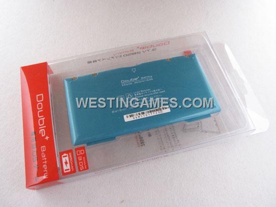 2850MAH 3.7V Double+ Rechargeable Battery Cover Case for Nintendo 3DS - Blue