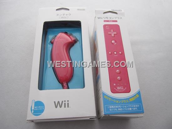 2in1 Wireless Remote Controller Built-in Motion Plus with Nunchuk Controller for WII / WII U - Pink