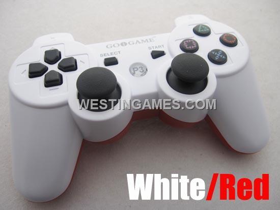 New Dualshock 3 Wireless Bluetooth Sixaxis Controller White/Red for PS3 (GOiGAME)