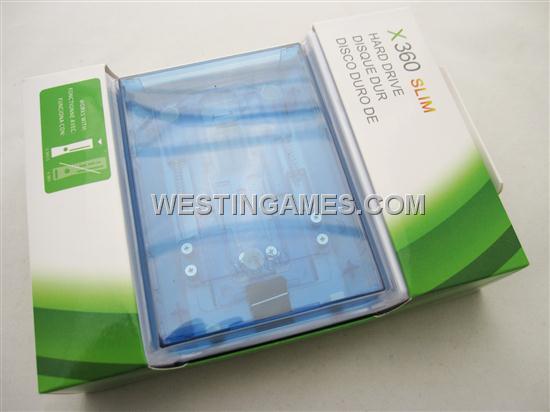 New Hard Drive HDD Housing Shell Case Transparent Blue for XBOX360 SLIM (OEM)