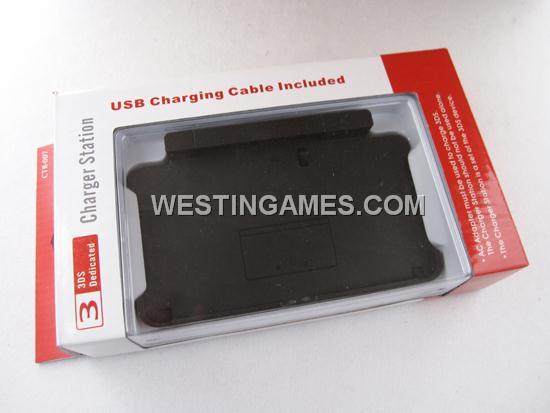 Charger Station with USB Charging Cable Black for N3DS/3DS Console