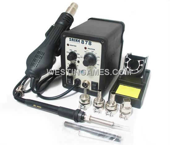 Saike 878 2 in 1 Soldering Station with Hot Air Gun and Soldlering Iron 220V