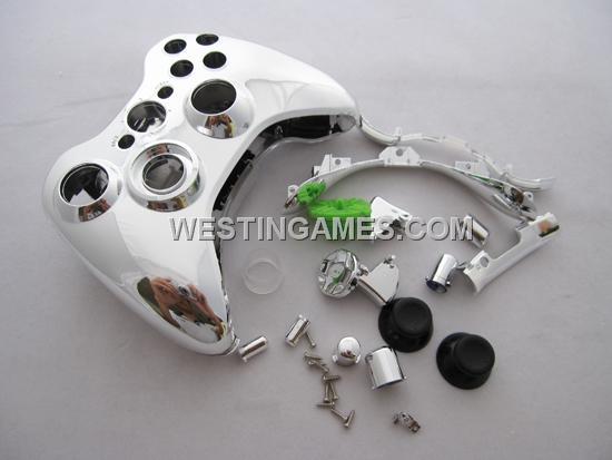 Chrome XBOX 360 Wireless Controller Full Housing Shell Case with Buttons Replacement Plating Silver