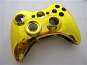 Chrome XBOX 360 Wireless Controller Full Housing Shell Case with Buttons Replacement Plating - Gold 02