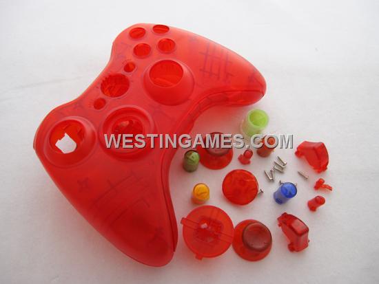 Replacement Housing Shell Case for XBOX360 Wireless Controller - Transparent Red