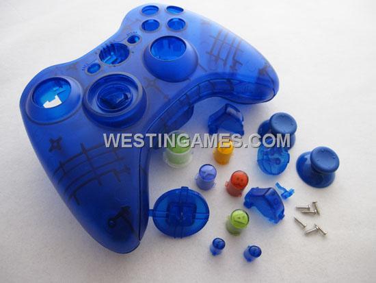 Replacement Housing Shell Case for XBOX360 Wireless Controller - Transparent Blue