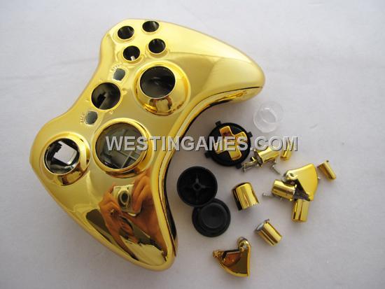 New Wireless Controller Shell Housing Case w/ Rotating/Transforming D-Pad for XBOX360 - Chrome Gold