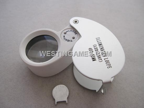 2 LED Light 40X-25mm Illuminated Whistle Shape Loupe Magnifying Glass Magnifier