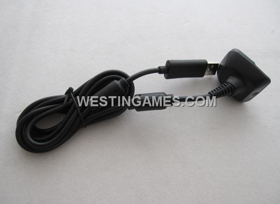 USB Play & Charger Charging Cable Without Pack for XBOX360 Wireless Controller - Black
