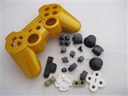 Replacement Wireless Controller Housing Shell Case with Rubber Pad for PS3 - Gold (NEUTRAL)