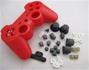 Replacement Wireless Controller Housing Shell Case with Rubber Pad for PS3 - Red (NEUTRAL)