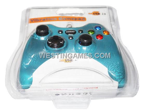 USB 2.0 DualShock Vibration Joystick Controller Flaw Baking Varnish for PC / Laptop - Dark Blue