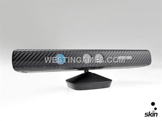 Carbon Fiber Skin Sticker with Lens Protector Film for XBOX360 Slim Kinect - Black