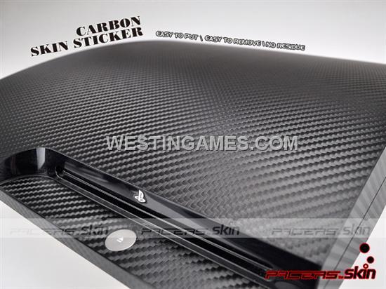 Carbon Fiber Skin Sticker for PS3 Slim Console - Black/Silver 02