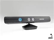 Carbon Fiber Skin Sticker with Lens Protector Film for XBOX360 Slim Kinect - Black