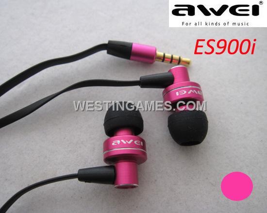 AWEI ES900i Stylish In-Ear Earphone w/ Microphone for Mobile Phone/ iPod/ iPhone/ iPad/ MP3 - Pink