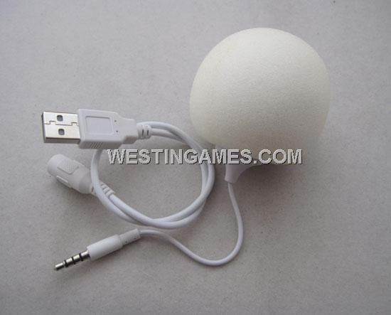 Mini Ball Speaker Audio Dock With 3.5mm Audio Jack For iPhone iPod iPad Samsung PC - White
