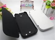 2200mAh External Backup Battery Power Pack w/ Leather Case for Galaxy S3 i9300 - Black/White