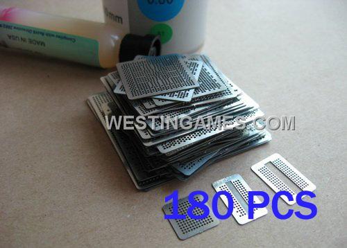 180PCS BGA Reballing Stencil Templates Kit Heat Directly for Laptop/ PS3/ XBOX360 /WII