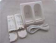Wii Blue Light Double Charge Station Compatible with Motion Plus - White