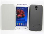 New 3200mAh External Backup Battery Power Pack Case w/ Leather for Galaxy S4 I9500 - Black/White