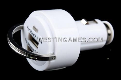 3.1A USB Mini Car Power Charger 5.2V With LED Light for iPhone/ iPad/ iPod/Smart Phone/GPS - White