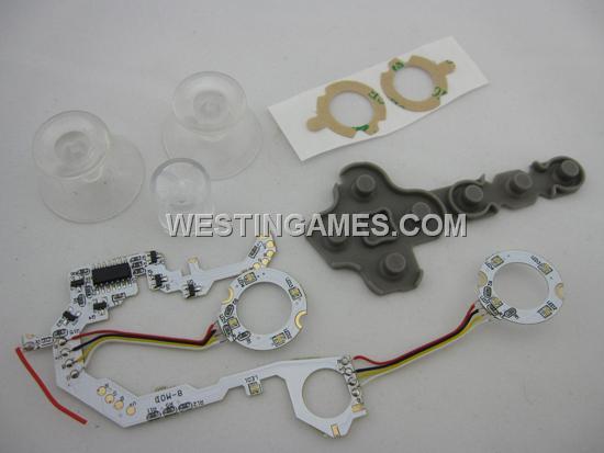 LED Lighting Thumbstick & Home Button Mod Kit with Clear Cap/Button for XBOX360 & Slim Controller