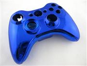 Chrome XBOX 360 Wireless Controller Full Housing Shell Case with Buttons Replacement Plating - Blue 02