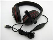 New Luxury USB Headset Headphone w/ Microphone / Volume Control for PS3/PC- Black (2M -Cable)