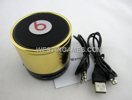 S08 Mini Bluetooth HD Speaker with LED Light for Beats by Dr Dre Beatbox - Gold