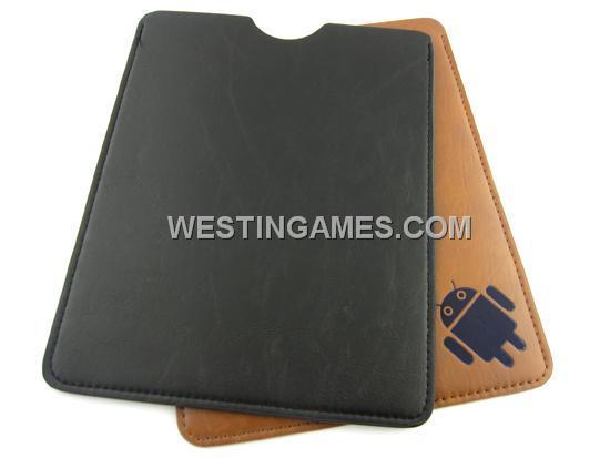 8 inch Universal Cow Leather Pouch Bag for Tablet PC - Black/Brown