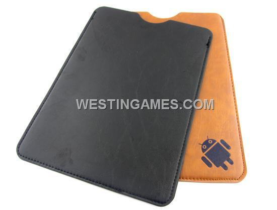 10 inch Universal Cow Leather Pouch Bag for Tablet PC - Black/Brown