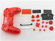 Replacement Complete Housing Shell Case for PS4 Dualshock 4 Controller - Transparent Red